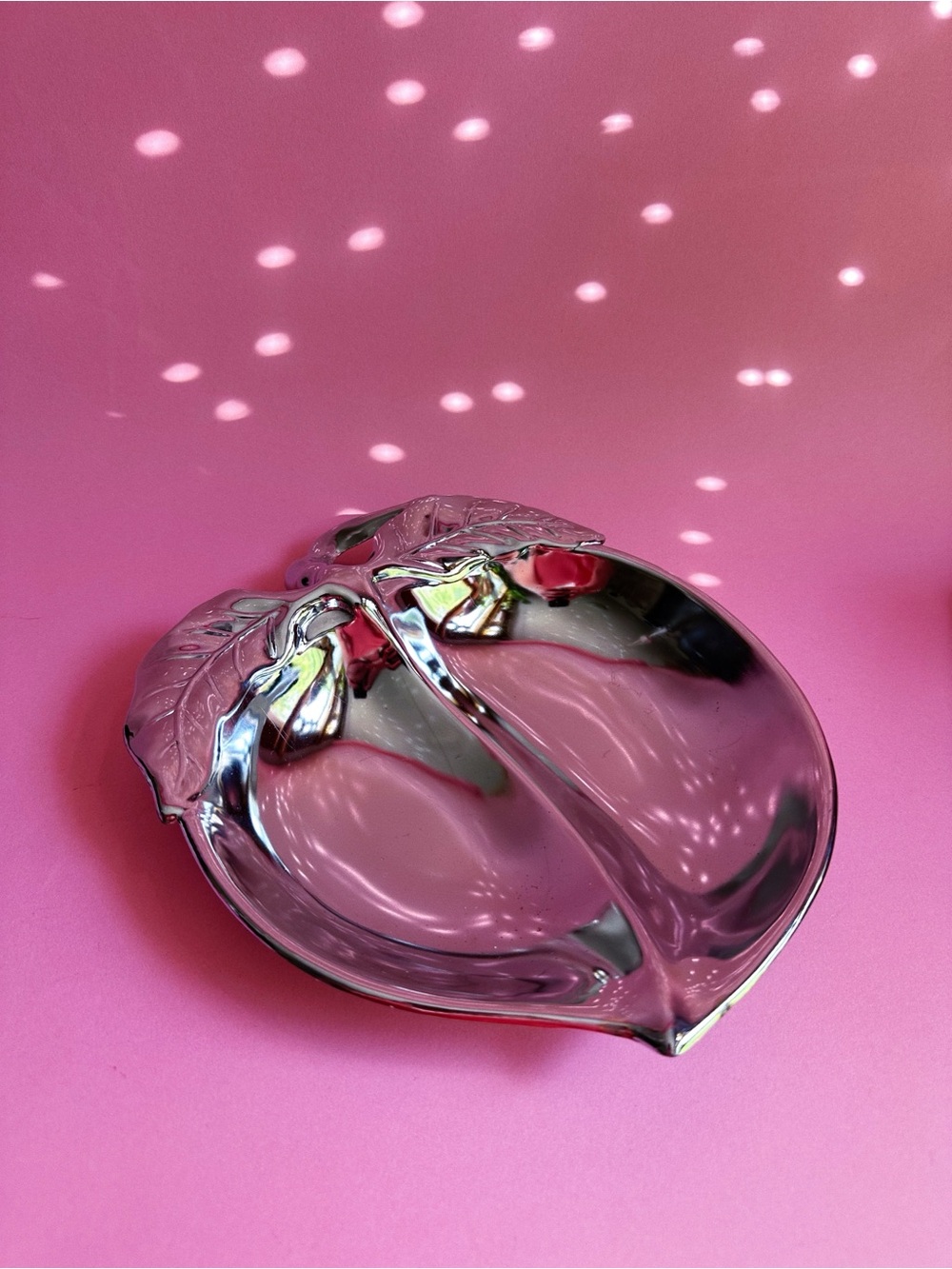 Polished Silver Plated Peach Shaped Divided Tray